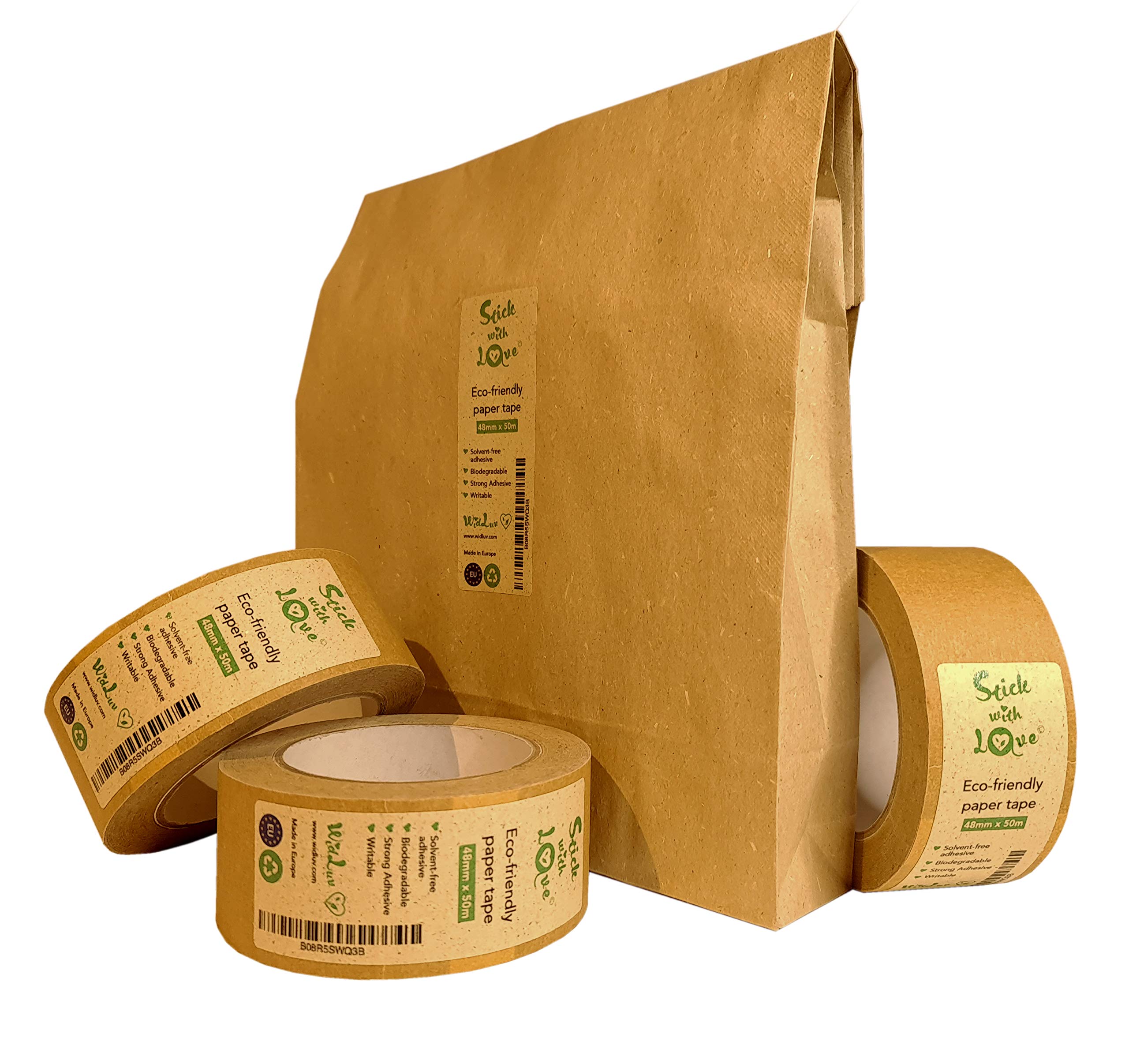 3xPro Tape 184HD Rubber High Tensile Kraft Paper Tape Carton Sealing, Recyclable Brown Cellotape, Packing Parcel wrapping gift Cardboard Boxes, & Moving House, Eco Friendly Packaging Fragile sellotape