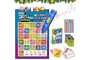 QIAOJOY Alphabet Poster for Toddlers Interactive ABC Learning for Kids with Flash Cards Learn ABC Letters & Sight Words, Speech Therapy Toys for 2-4 Years