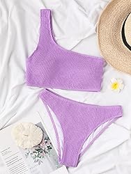 YIMISAN Womens Bikini Sets One Shoulder Top with