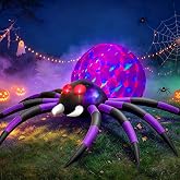 6 FT Halloween Inflatable Spider Outdoor Decoration with Bright LED Lights | Blow-Up Spider with Rotating Purple-Red LED Lights, Outdoor Decor for Holiday Party, Garden, Lawn, Patio & Haunted House