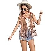 Danceislife Sequin Fringe Silver Vest Women Sparkly Rivet Sleeveless Open Front Western Cowgirl Coat
