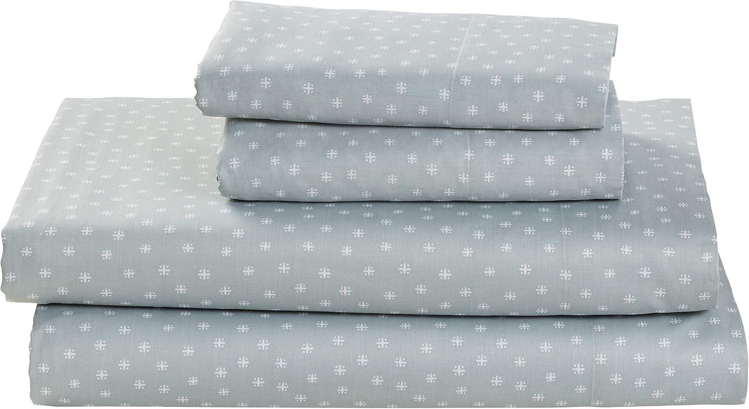 Amazon Brand – Stone & Beam Starburst 100% Cotton Sateen Bed Sheet Set, King, Cloud