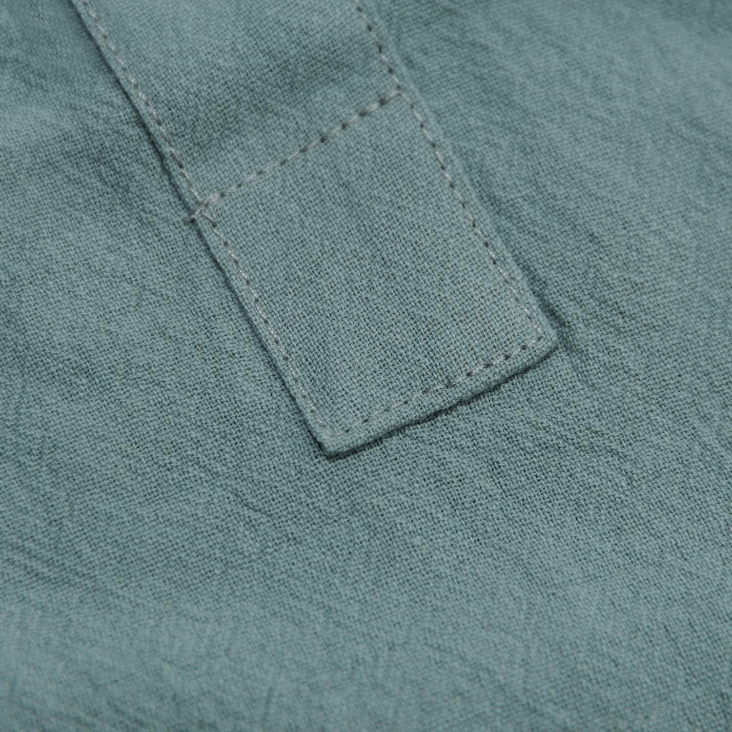 Men's Linen Cotton Henley Shirt - Casual Short Sleeve Hippie Button Up Beach T Shirts -7 Colors at  Men’s Clothing store