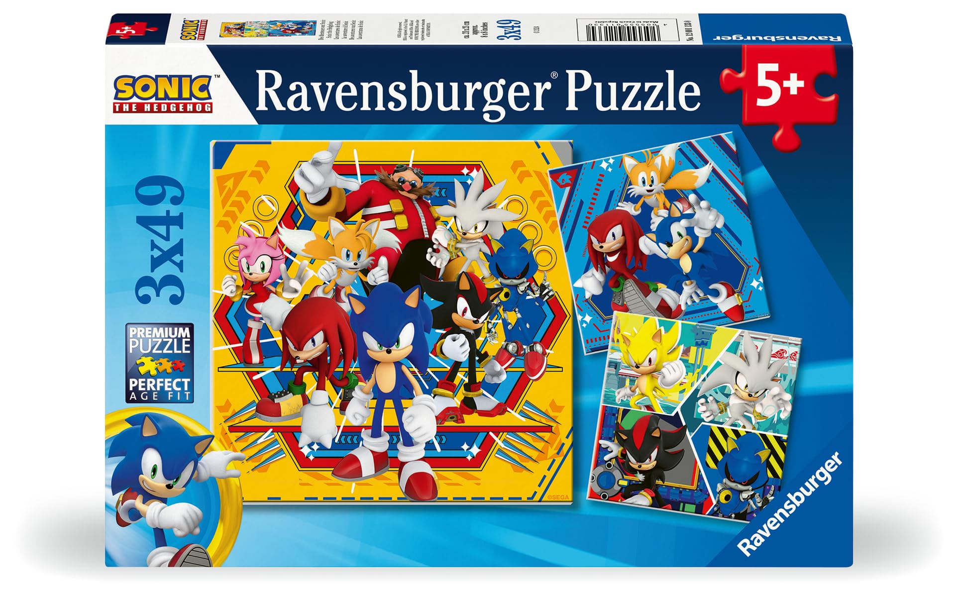 Ravensburger Sonic The Hedgehog 3x 49 Piece Jigsaw Puzzles for Kids Age 5 Years Up
