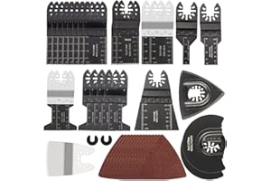 NKF 41 PCS Oscillating Saw Blades, Universal Titanium Multitool Blades fit Wood Plastics Metal, Quick Release Multi Tool Blades Kits for Dewalt Porter Cable Fein Makita and Black & Decker.