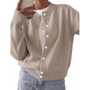 Zeagoo Wool Blend Cardigan Sweaters for Women 2026 Casual Fall Outfits | Button Down Long Sleeve Crewneck Chunky Cardigans,Op