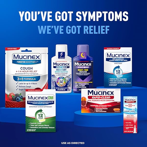 MUCINEX RAPID CLEAR MAXIMUM STRENGTH COLD MEDICINE & EXPECTORANT, FEVER, PAIN, HEADACHE, & EXCESS MUCUS RELIEF WITH ACETAMINOPHEN & GUAIFENESIN, RAPID RELEASE CAPLETS FOR ADULTS, 20 COUNT