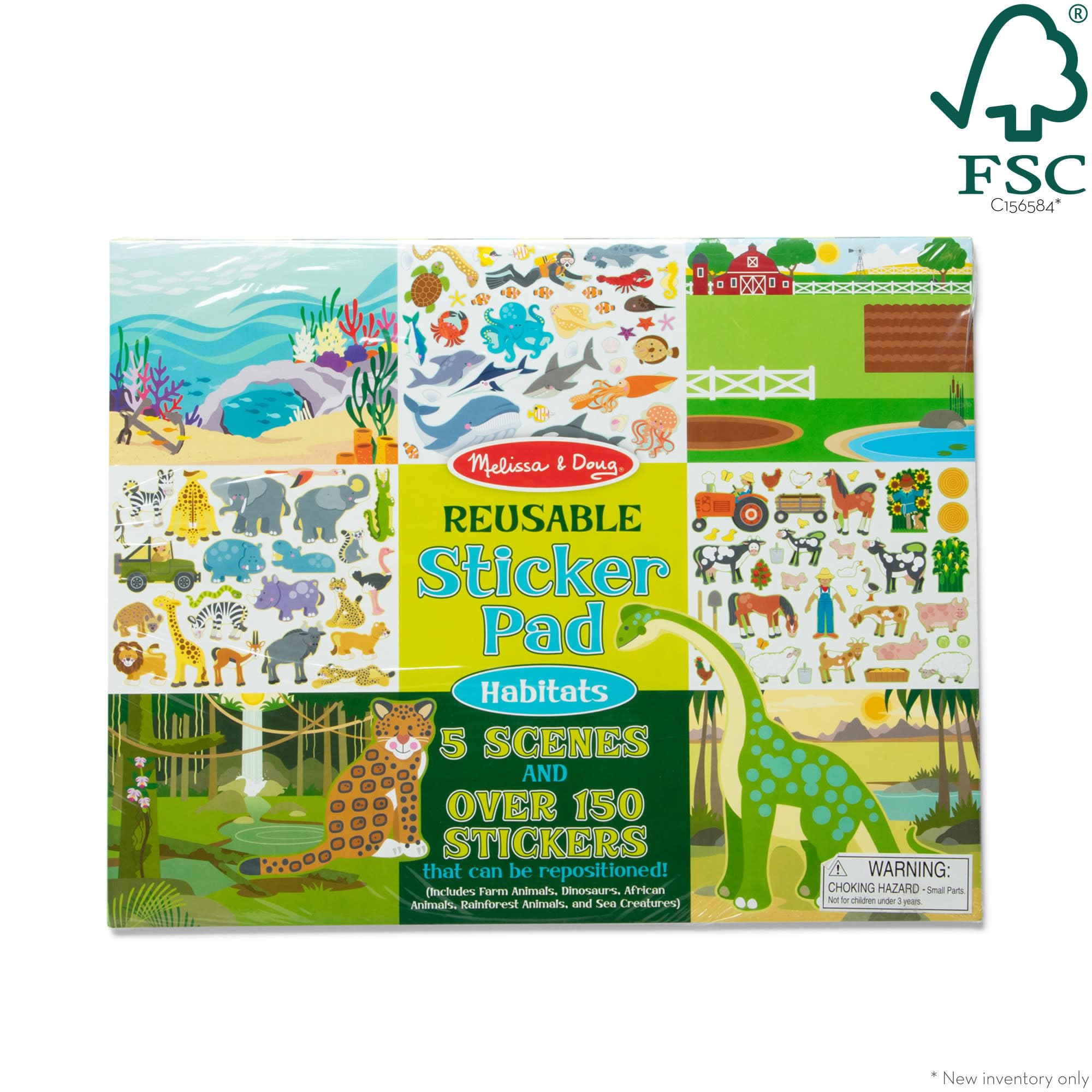 Melissa & Doug Reusable Sticker Pad: Habitats - 150+ Reusable Stickers - FSC Certified