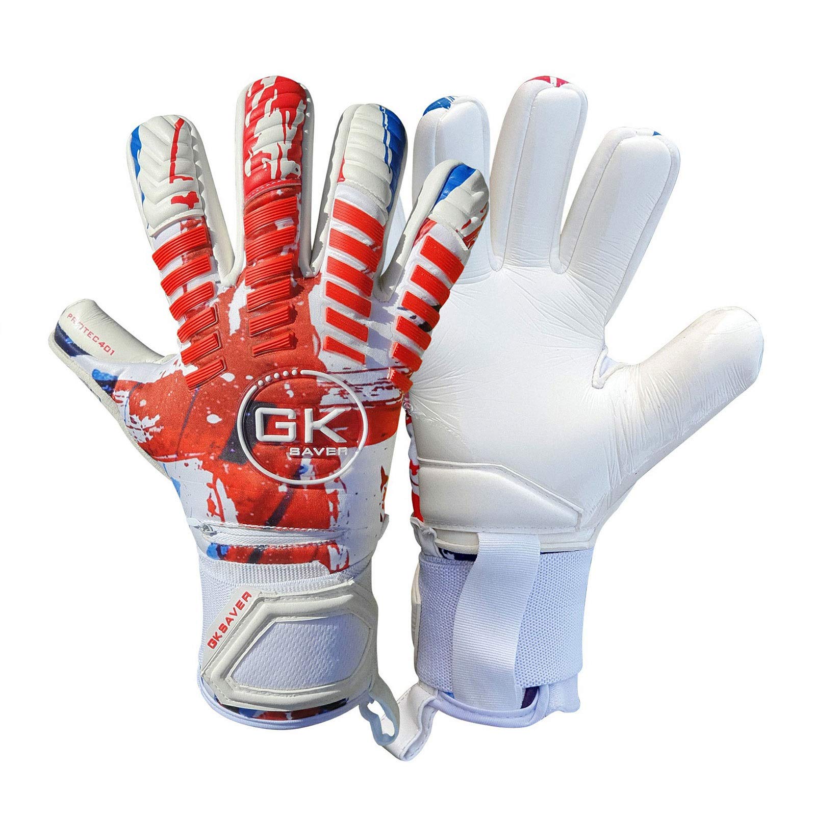 GK Saver Football Goalkeeper Gloves Protech Series Professional Size 6 to 11 Soccer GK Goalie Gloves (Protech 401 YES Savefinger, SIZE 8) — image 1