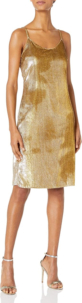 gold lame cocktail dress