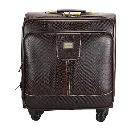 Fabcorner Unisex 40 cm Leather Hardsided Trolley Suitcase (Brown)