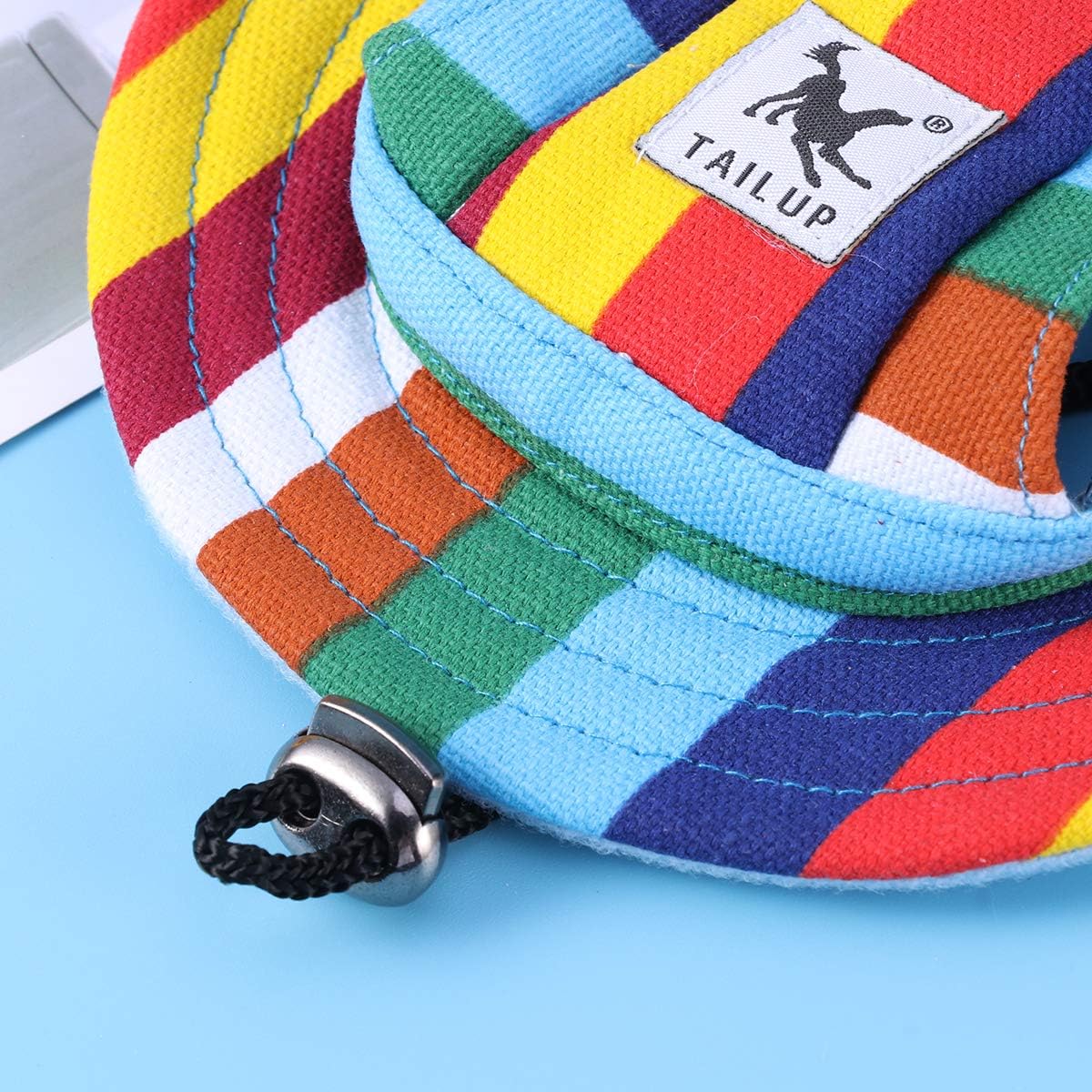 WINOMO Round Brim Pet Cap Stripe Pet Dog Mesh Porous Sun Cap with Ear Holes for Small Dogs (S) : Pet Supplies