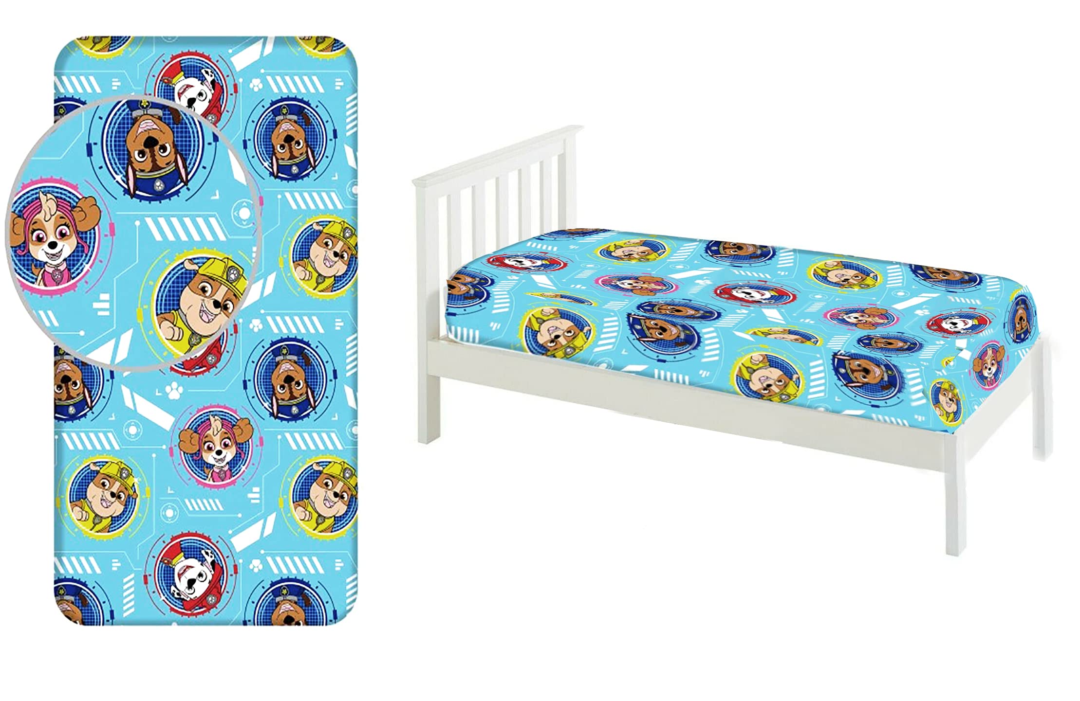 Paw Patrol Fitted Sheet 90 x 200 cm for Single Bed 100% Cotton