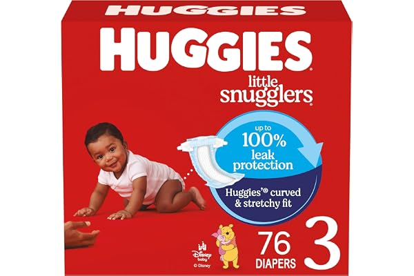 Huggies Size 3 Diapers, Little Snugglers Baby Diapers, Size 3 (16-28 lbs), 76 Count, Packaging May Vary