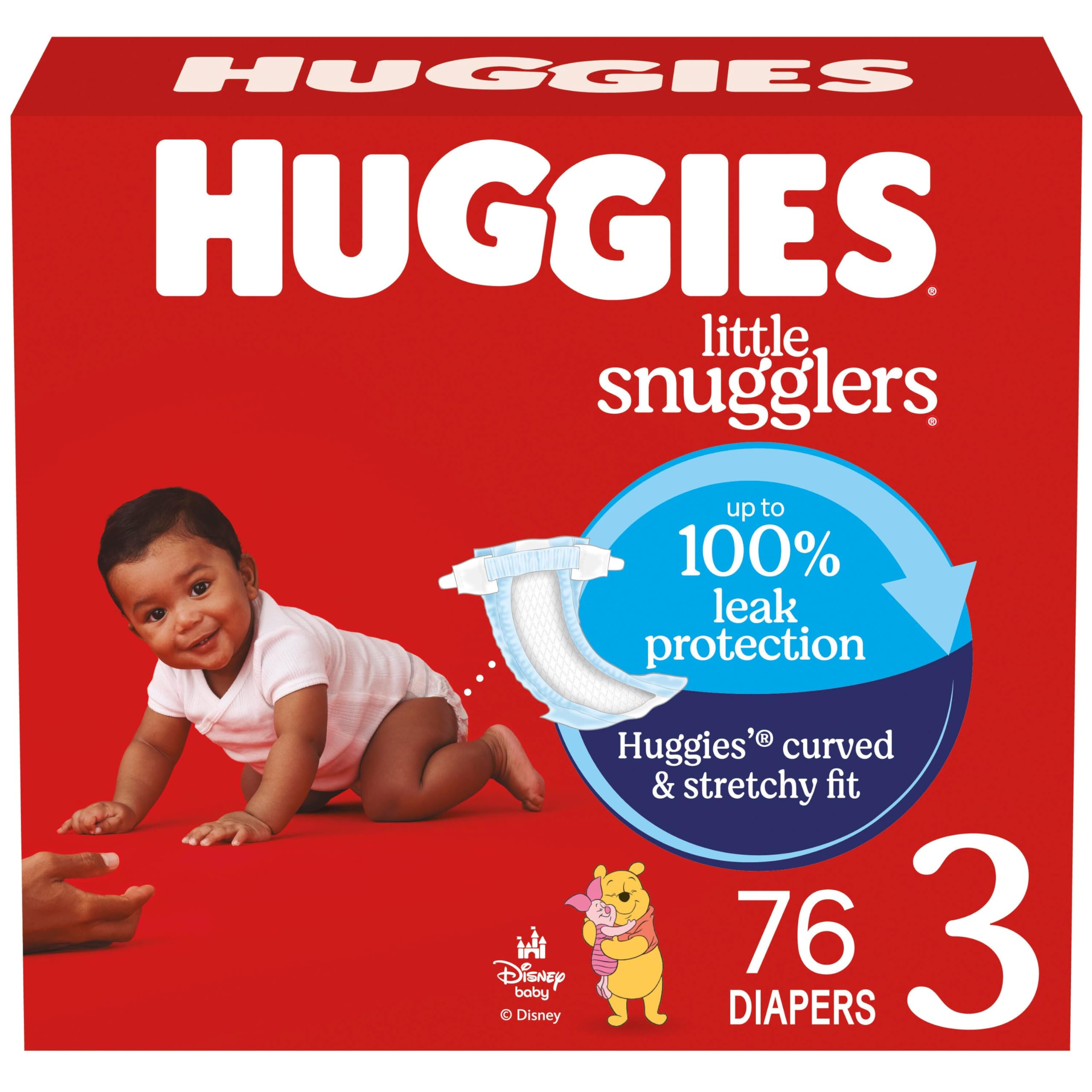 Photo 1 of Huggies Size 3 Diapers, Little Snugglers Baby Diapers, Size 3 (16-28 lbs), 76 Count, Packaging May Vary