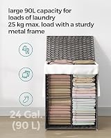 SONGMICS Slim Laundry Basket 55L with Lid and Handles Goose Yellow LCB164N01 view 5