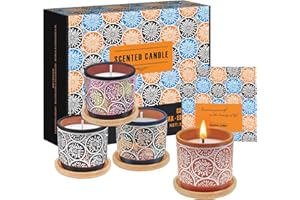 VORLESTOUR Citronella Candles Outdoor Indoor, Strong Scented Candles for Home, Burning up to 100H, 4 Pieces Cute Candles Set for Patio, Garden, Backyard, Balcony, Camping, Birthday Gifts for Women(4x3.52OZ)