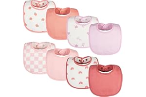 Tiny Twinkle 8 Pack Baby Bibs for Drooling and Teething – Waterproof & Absorbent Bibs for Baby Girl & Boy, Machine Washable Infant Bib Set for Newborns and Toddlers (Girl Print 8-Pack)