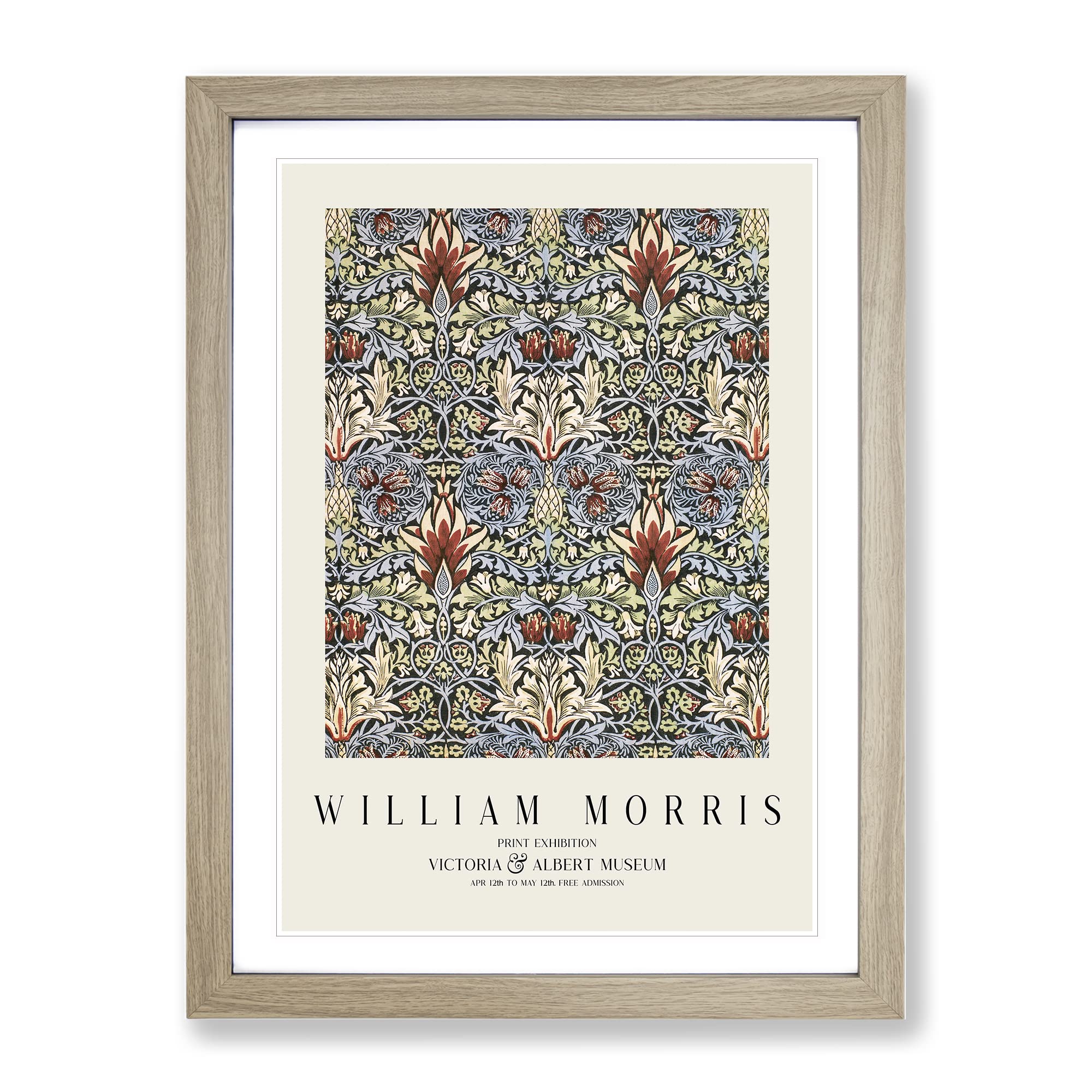 Snakeshead Vol.2 By William Morris Classic Painting Framed Wall Art Print, Ready to Hang Picture for Living Room Bedroom Home Office Décor, Oak A4 (34 x 25 cm)