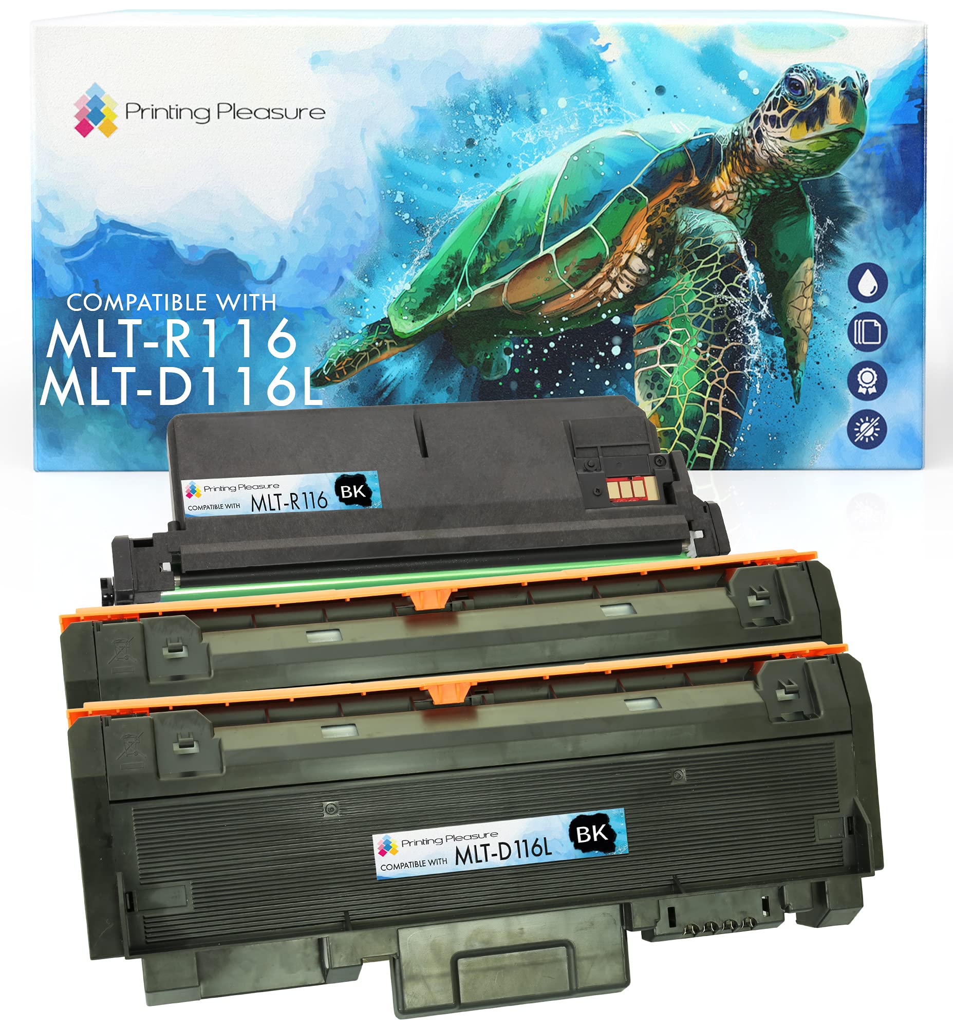 Printing Pleasure Compatible MLT-R116 Drum Unit & MLT-D116L Toner Cartridges for Samsung Xpress SL-M2625 M2625D M2675F M2675FN M2825DW M2825ND M2835 M2875FD M2875FW M2875ND M2885 M2885FW - Black