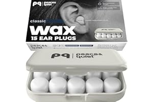 PQ Wax Ear Plugs for Sleep - 15 Silicone Wax Earplugs for Sleeping and Swimming, Gel Ear Plugs for Noise Cancelling & Ear Pro