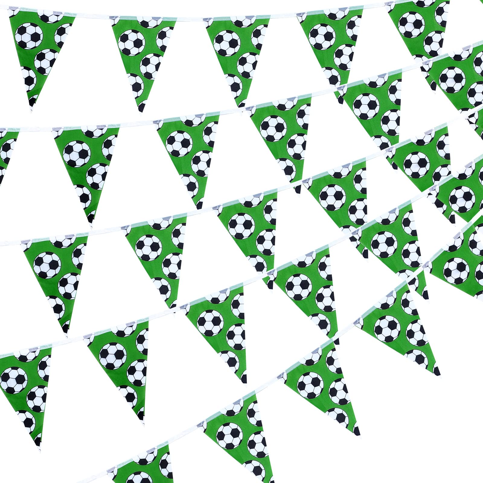 Tatuo 32.8 Ft Soccer Party Decorations Banner Soccer Pennant Flag Garland Theme Triangle Bunting Banner for Sport Birthday Party Supplies Celebrations Bar Football Club Decorations