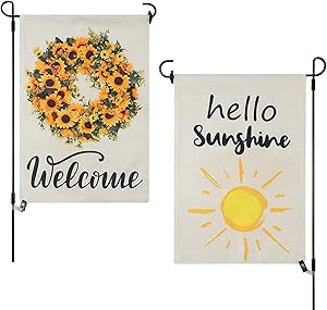 Garden Flag-Beylor Welcome Garden Flag,Summer Garden Flag,Gnome Garden Flags for Outside 12x18,Double Sided Vertical Yard Flags ,Garden Decor for Outside 2PCS (Summer)