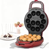 SugarWhisk Flip Cake Pop Maker Machine with Ceramic Coating, Make 12 x 1.4 Inch Cake Pops, Cake Pop Kit for Kids, Cake Pop Supplies, Snack Machine, Recipe &amp; Brushed Included, Red