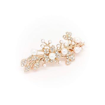 Amazon Com Bridal Hair Barrette Crystal Pearl Hair Accessories