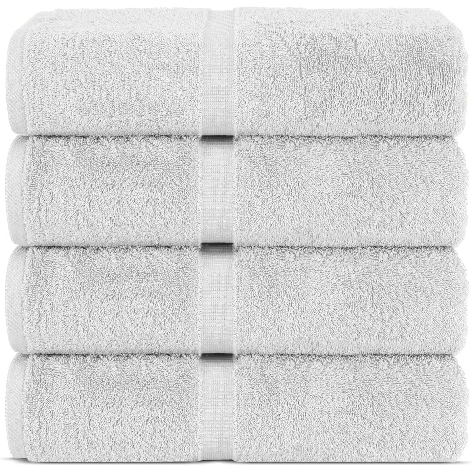 Photo 1 of Chakir Turkish Linens 100% Cotton Premium Turkish Towels for Bathroom | 30'' x 60'' Large Bath Towels (4 Piece, Silver)