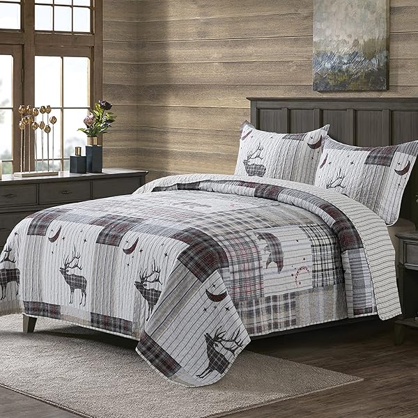アメリカ】 Woolrich WR142236 Sweetwater Oversized 4 Piece Quilt Set Black