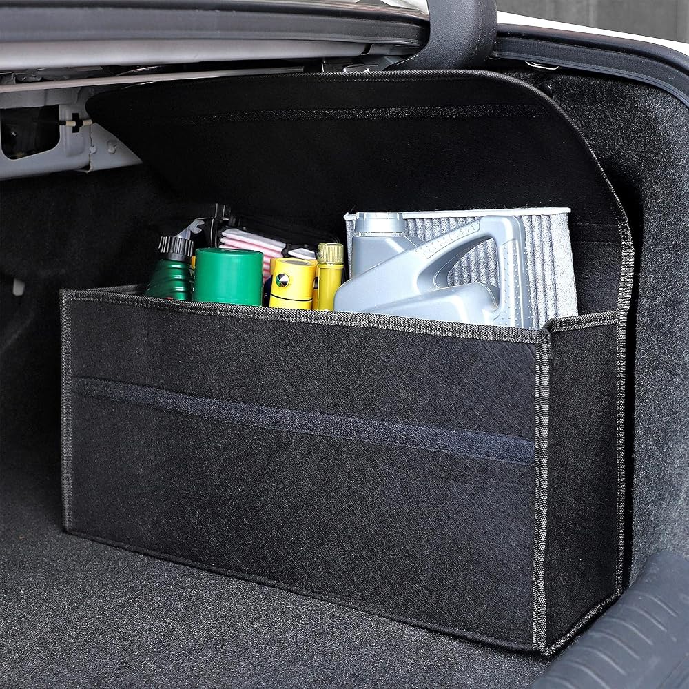 Vinsani Car Boot Organiser Bag Anti Slip Foldable Large Black