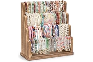 Emfogo Bracelet Holder, 4 Tier Bracelet Organizer Storage for Bracelets Bangles Watch Scrunchies, Rustic Wood Jewelry Organizer Display for Home, Vendors, Craft Shows and Store(Rustic Brown)