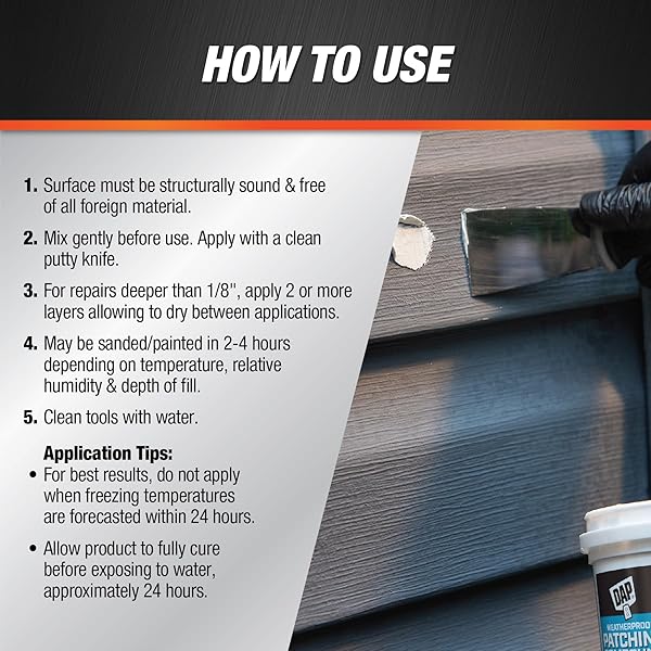 DAP WEATHERPROOF PATCHING COMPOUND, WHITE, 32 OZ (7079818787)