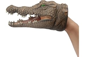 Gemini&Genius Crocodile Hand Puppet Toys Funny & Scared Alligator Head Puppets in Home, Stage and Class Role Play Toy for Kids and Toddlers