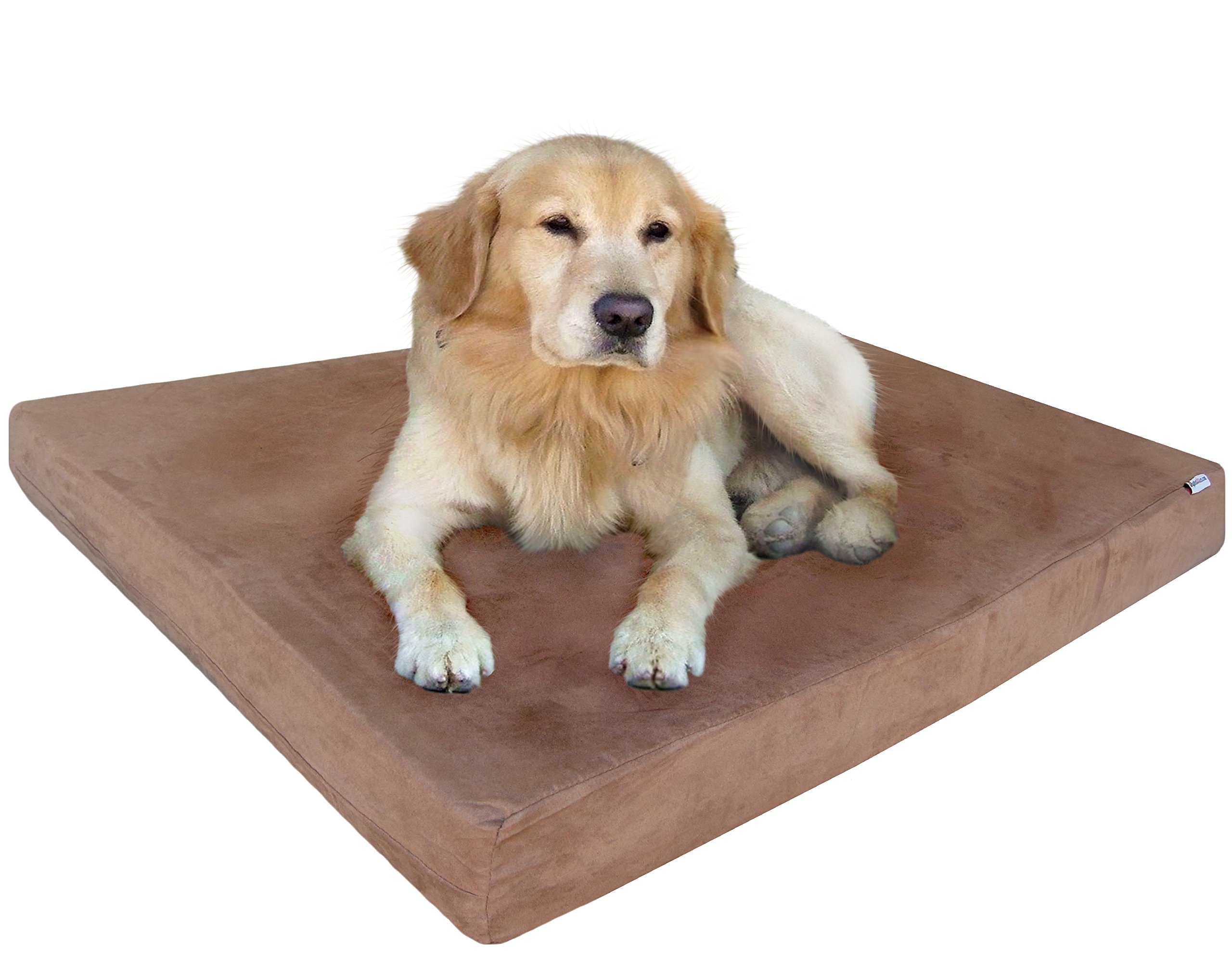 Dogbed4less Memory Foam Platform Dog Bed, Crate Mattress for Orthopedic Joint Relief with Waterproof Removable Cover Medium 35X22X3 Brown