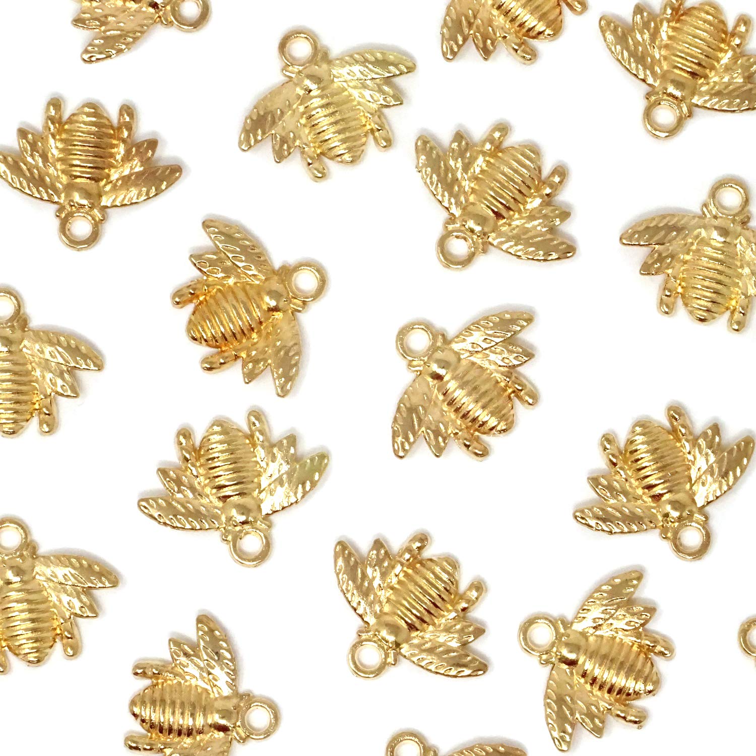 Honbay 50PCS Alloy Bee Honeybee Charm Pendants, DIY Craft Jewelry Making Accessory, 21x16mm, S, alloy, No Gemstone