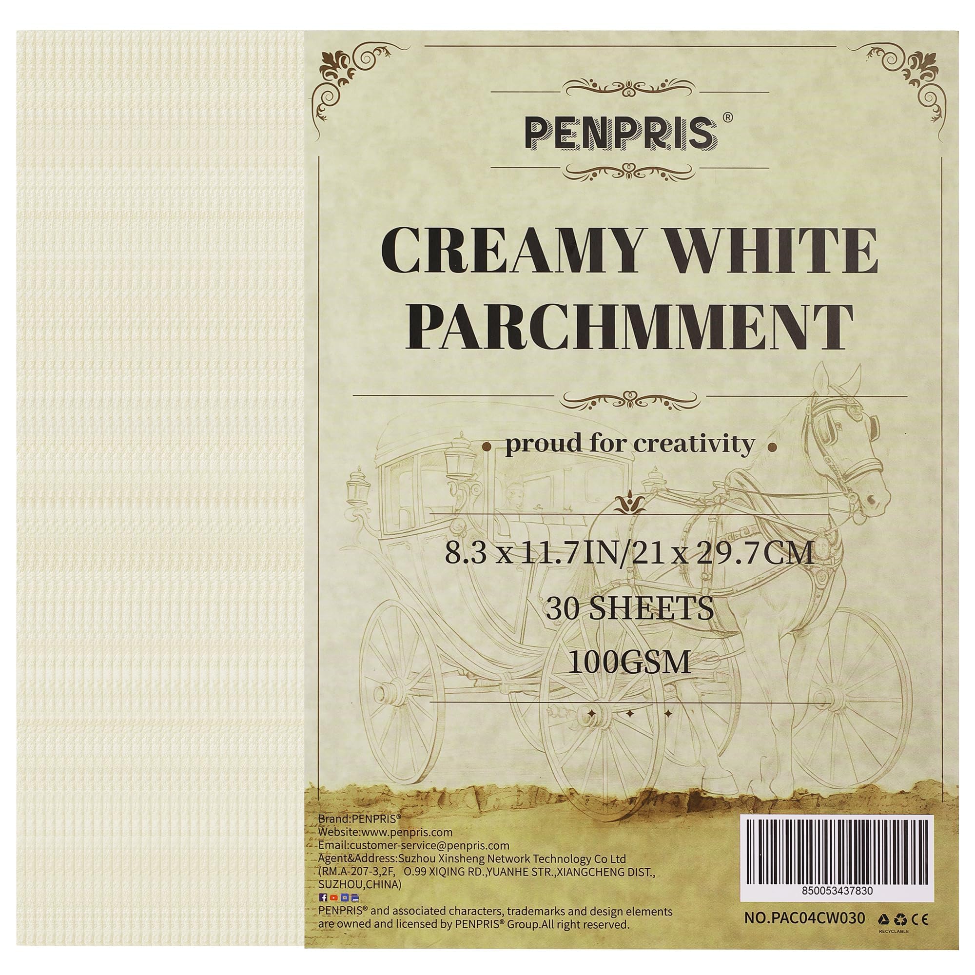 30 Sheets Parchment Paper - Creamy White 21 * 29.7CM A4 Size Parchment Card Stock 100gsm Vintage Paper for Certificate, Crafts, Business Cards, Invitations PAC04CW030