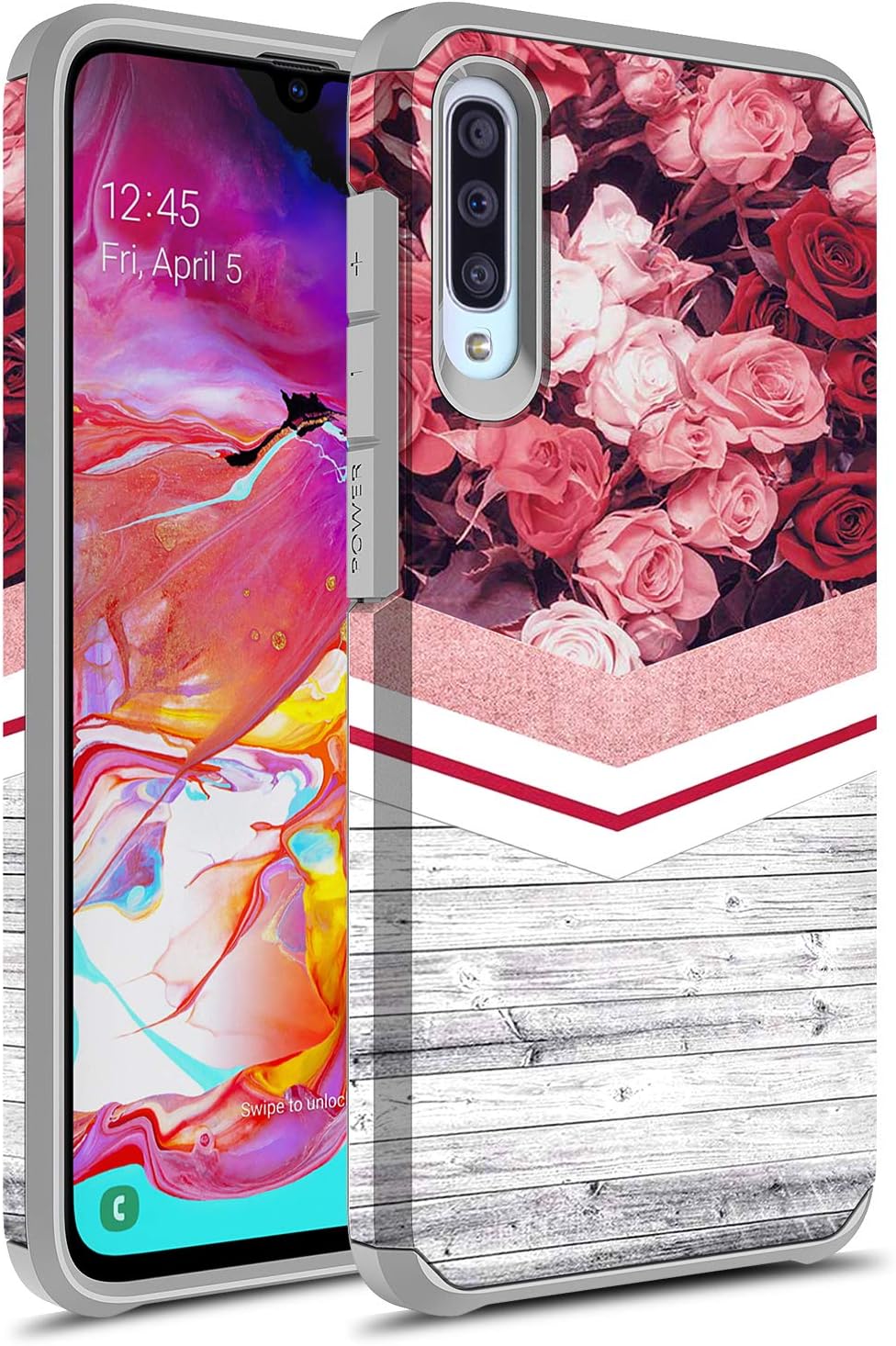GORGCASE Case Designed for Samsung Galaxy A70, Slim Cute Fashion Hard PC TPU Bumper Full-Body Drop Protection Shock-Proof Anti-Slip Teen Girls Women Armor Protective Cover Rose