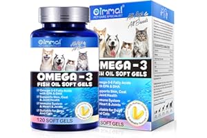 Omega 3 Fish Oil for Dogs - Salmon Oil for Dogs - Omega 3 Fish Oil Soft Gels for Dogs & Cats‘s Skin, Joints and Coat, Pet Sal