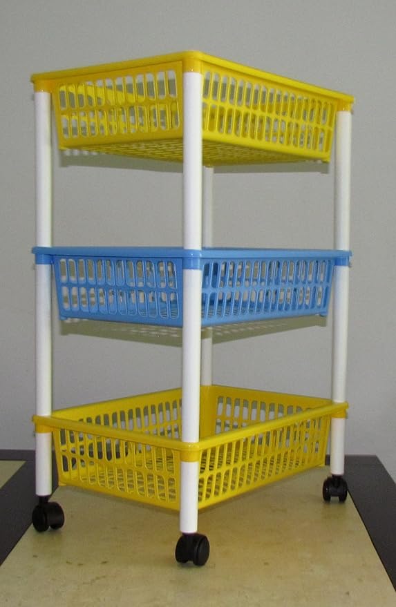 KITCHEN PLASTIC 3 TIER STORAGE BASKET TROLLEY FRUIT/VEG Amazon.co.uk
