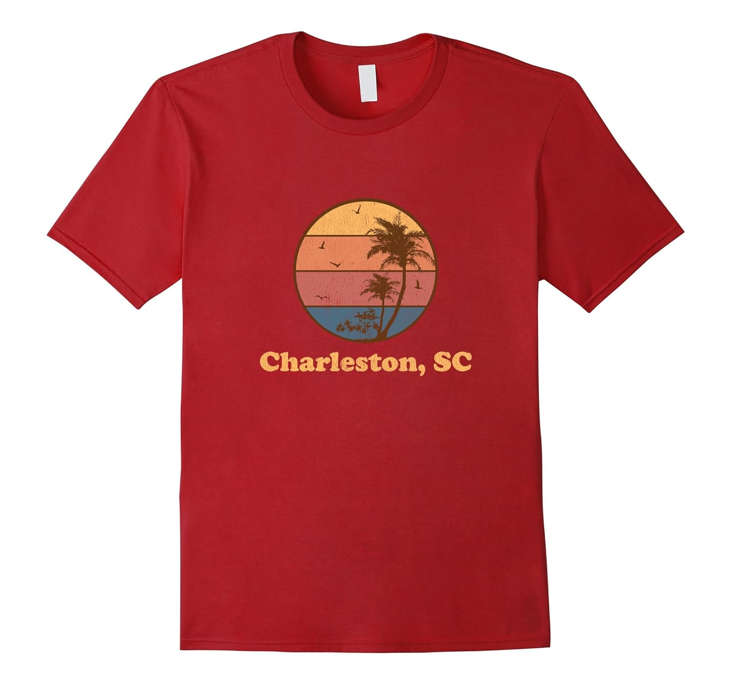 Retro Charleston SC T Shirt Vintage 70s Sunset Tee-Rose