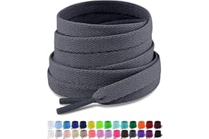 Puzeam Upgrade Tight Weave Flat Shoelaces 28 Colors 5/16" Wide Shoe Laces for Sneakers - 2Pairs
