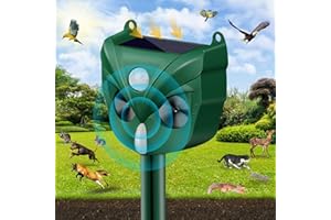 SHINYART 2024 Solar Ultrasonic Animal Repeller, Dog Repellent Outdoor, Squirrel, Raccoon, Skunk, Rabbit, Rodent, Fox, Deer, Bird etc.Motion Detection, LED Flashing Light Model-546