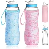 Desing Wish 2 PCS Insulated Sleeve for 32oz Cirkul Water Bottle Shockproof Neoprene Protective Sleeves Compatible with 32oz Plastic and Stainless Steel Cirkul Water Bottles (Blue/Pink Marbling)