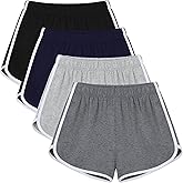 URATOT 4 Pack Women's Cotton Dance Yoga Sports Short Summer Running Athletic Pant Waistband Loose Shorts for Women
