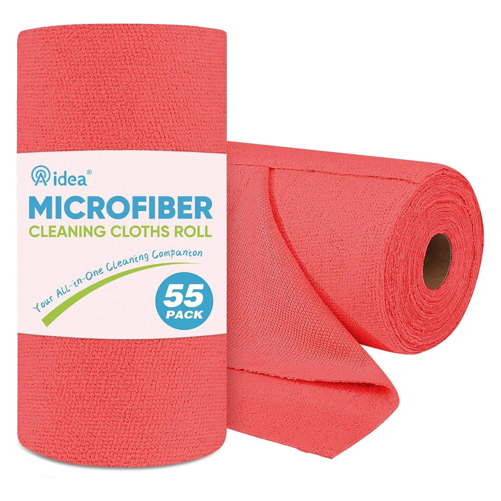 Photo 1 of AIDEA Microfiber Cleaning Cloth Roll, Red Shop Towels 55 Sheets Washable, Microfiber Towels for Cars, Shop Rags Reusable Paper Towel for Automotive, Workshop, House, Kitchen, Cleaning Supplies11×9"