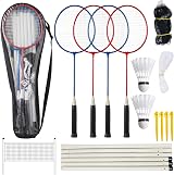 Unibos Badminton Set with Net and Poles Garden 4 Player Outdoor Kit view 1