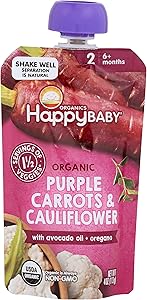 HAPPY BABY Organic Purple Carrots & Cauliflower Baby Food, 4 OZ