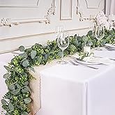 2 Pcs Eucalyptus Garland,5.9 FT Artificial Greenery Garland Fake Vines Flower Garlands for Wedding Table Centerpieces Arch Indoor Outdoor Wall Backdrop Decorations